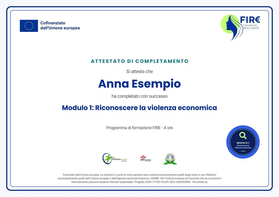 Attestato del modulo 1